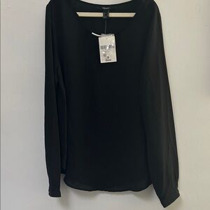 NWT Forever 21 Black Women's Semi Sheer Blouse - size Small